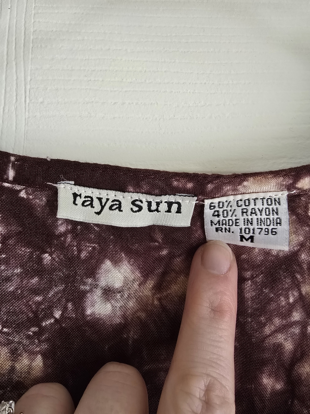 Raya Tie-Dye Beaded V-Neck Beach Cover Up Dress in Plum and Cream - Picture 15 of 16